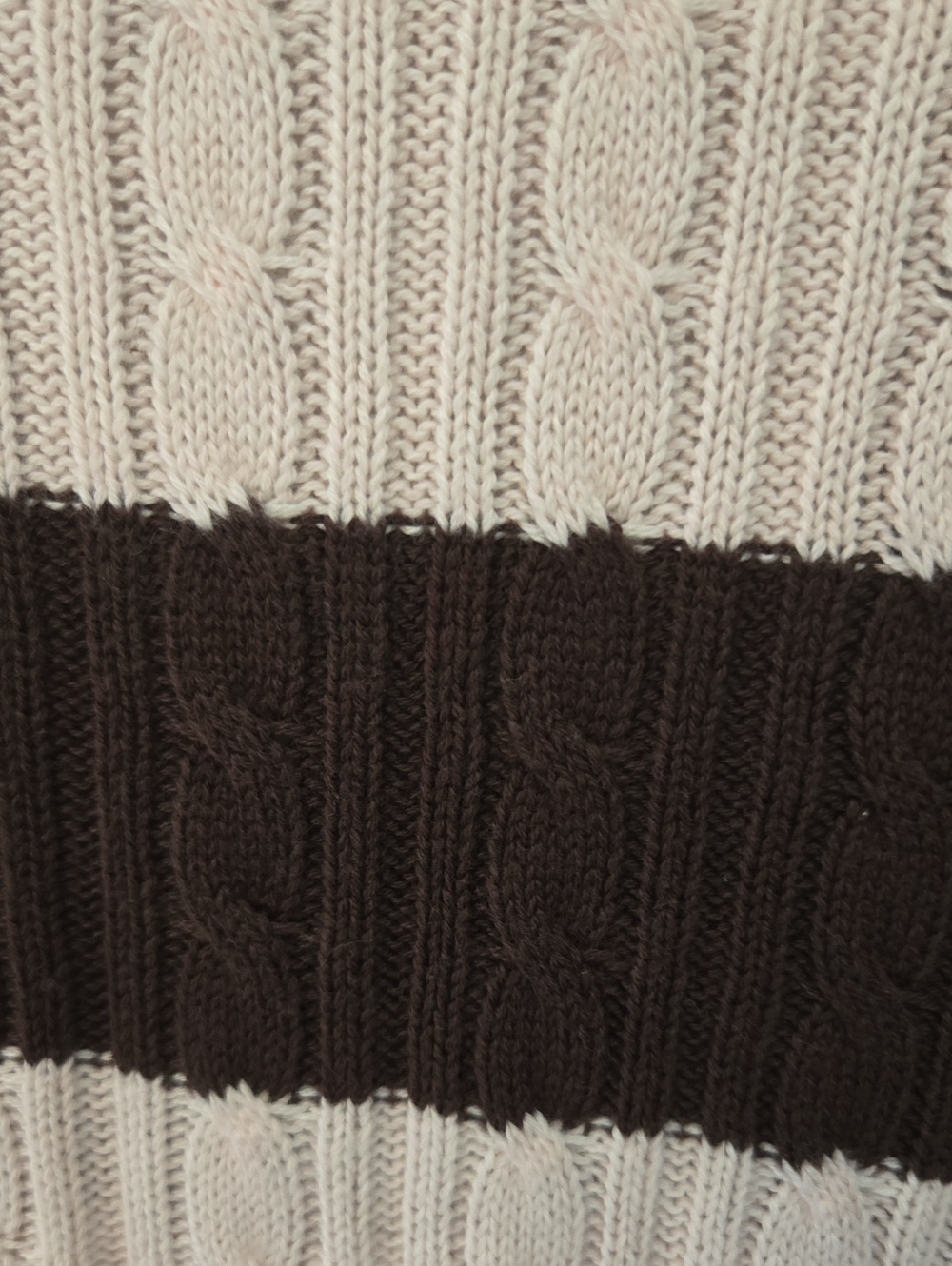 Hollister Pink and Brown Striped V-Neck Cable Knit Sweater - Picture 5 of 5